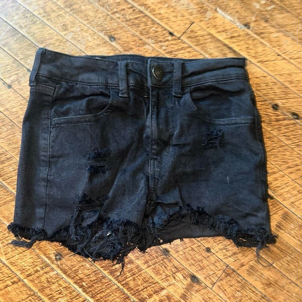 American Eagle black hi-rise shortie  jeggings 2 cutoff shorts